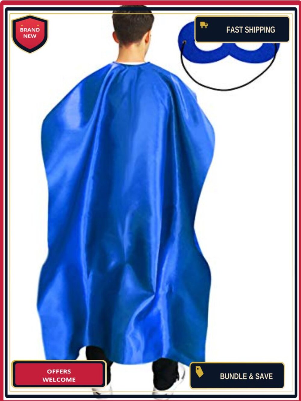 Adult Satin Superhero Cape and Mask Set - Halloween Costume Accessory